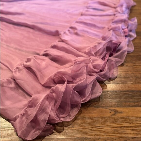 Mac Duggal Purple Smocked Chiffon Illusion Tiered Gown Size 16 - Picture 8 of 13